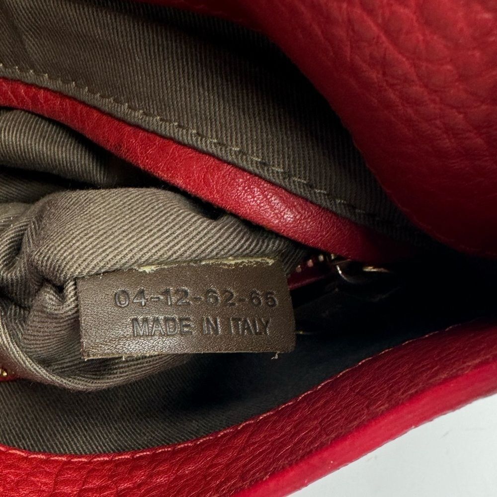 Chloe Marcie Scarlet Red Leather with Burgundy Crossbody Saddle Bag Auth - Picture 16 of 16